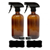 Wamaco - Ambre 16 oz Verre de Bouteilles de Pulvérisation - Paquet de 4-Récipient pour les liquides tels que les huiles essentielles et les produits de nettoyage