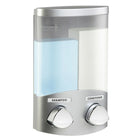 Euro – Distributeur à savon Duo, argenté satiné-Comprend des crochets intégrés et dissimulés pour ranger les rasoirs ou les accessoires de bain