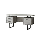 Monarch Specialties - 7417 Bureau 60 po L - Faux Bois Gris/Metal Noir-Un bureau d'ordinateur élégant et contemporain de 60 pouces de long avec rangement fermé pour créer un espace de travail fonctionnel dans votre bureau à domicile.