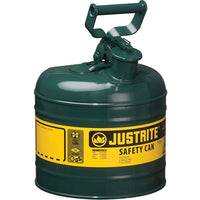 JustriteMD – Bidon de sécurité de type I sans entonnoir, 2 gal, vert-Les bidons de sécurité de type I sont conçus avec un seul bec pour remplir et verser toutes sortes de liquides inflammables
