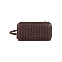 Portefeuille pour Téléphone à Bandoulière Tissé de Blocage d'Ellie Karla Hanson RFID, Acajou-Tissé Sac Bandoulière Téléphone Porte-Monnaie