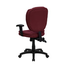 Flash Furniture – Fauteuil de travail GO-930F-BY-ARMS-GG en tissu à dossier moyen, accoudoirs ajustables, bourgogne-Siège et dossier avec revêtement coussiné à matériau souple