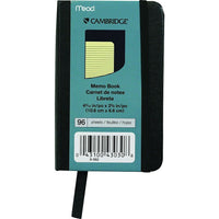 Cambridge® - Mini cahier de notes, 4-3/16 po x 2-5/8 po, noir, 96 pages-Taille de poche pratique avec couverture rigide en similcuir