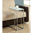 Monarch Specialties - 3000 Table D'Appoint - Metal Chrome Avec Verre Trempe Givre-Amplement de surface pour vos collations, breuvages ou repas