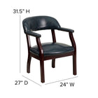 Flash Furniture – Chaise de conférence en vinyle BZ105NVY avec accoudoirs fixes, marine-Accoudoirs droits rembourrés avec clous décoratifs en laiton
