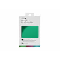 Cricut - Échantillon De Feuille De Transfert De Filet Cricut, 4 x 6po-24 feuilles (3 couleurs, 8 chacune) 4 » x 6 » (10,1 cm x 15,2 cm) en Aqua, Purple, Emerald