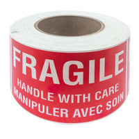 SPC - Étiquette 'Fragile Handle with Care' - 3po x5po - Rouge/Blanc - 500/rouleau-500/rouleau