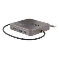 StarTech - Mini station d'accueil/adaptateur multiport USB-C à 7 ports - Gris sidéral-Ports externes: 2 x HDMI 19 broches, 1 x USB 3.2 Type-C 24 broches, 1 x USB 3.2 Type-A 9 broches, 1 x emplacement SD/MMC, 1 - RJ-45, 1 x USB Type-C 24 broches (alimentation uniquement)