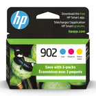 HP 902 Ens. 3 cartouches d'encre cyan, magenta et jaune d'origine (T0A38AN)-Couleurs: Cyan, magenta, jaune