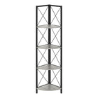Monarch Specialties - 3647 60 po H Etagere - Gris/Metal Noir En Coin-Cette étagère en coin comporte un cadre en métal noir à trois pattes, lui permettant d'être bien appuyé contre le mur
