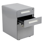 Flash Furniture Classeur ergonomique à 3 tiroirs pour dossiers juridiques et lettres, gris-Tiroir-classeur avec barre de conversion de classement - format lettre, légal, A4, F4