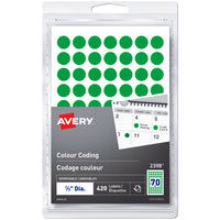 Avery Étiquettes à codage couleur amovibles écrire, 1/2", Vert-Étiquettes à codage couleur amovibles