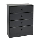 Prepac - Commode Astrid, 4 tiroirs, noir-Dimensions (assemblé, po) : 30 lar. x 36,25 haut. x 16 prof.