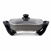 Kenmore - Poêle électrique antiadhésive avec couvercle - 12 po x 12 po - noir et gris-Surface de cuisson de 30,5 x 30,5 cm avec des côtes eleves