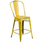 Flash Furniture – Tabouret de comptoir de 24 po avec dossier, métal vieilli, jaune (ET343424YL)-Capacité de poids de 500 lb