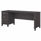 Bush Furniture - Bureau 72 po avec tiroirs Somerset - Gris orage-La surface de travail spacieuse 60" L offre amplement d’espace pour étaler votre ordinateur et vos documents
