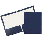 JAM PaperMD – Chemises de présentation à 2 pochettes plastifiées et lustrées, bleu marine, 50/paquet-Chemises en papier cartonné lustré bleu marine