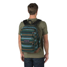 JanSport - Sac À Dos Cool Student, Rayures Surfside-Fond de sac et éléments de finition en cuir végétalien