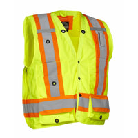 Forcefield - Gilet d'arpenteur , citron vert, grand-Ruban rétroréfléchissant en configuration fluorescente contrastée de 4"