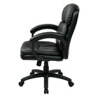 Fauteuil Executifen cuir reconstitué à dossier moyen de Work Smart, noir-Hauteur du siège à réglage pneumatique une touche 