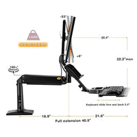 North Bayou 22"-35" Ergonomics Interactive Sit-Stand Desktop Workstation with USB Port - FC35-Dimensions de l'écran: 22 à 35 po