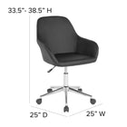 Flash Furniture - Fauteuil fonctionnel Cortana pour la maison et le bureau, dossier mi-hauteur, cuir noir (DS8012LBBLK)-Base chromée résistante à toute épreuve