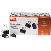 Staples - Pinces relieuses, moyenne, 1 1/4 po, noir, paq./144-Des pinces en métal robustes pour bien retenir les papiers