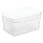 KIS - Boîte Omni, 50 l, transparente avec couvercle blanc-En plastique de qualité supérieure