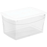 KIS - Boîte Omni, 50 l, transparente avec couvercle blanc-En plastique de qualité supérieure
