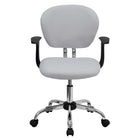 Flash Furniture - Fauteuil fonctionnel H2376FWHTARMS, dossier mi-dos, mailles, accoudoirs fixes, blanc-Chaise de travail contemporaine