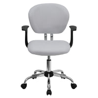 Flash Furniture - Fauteuil fonctionnel H2376FWHTARMS, dossier mi-dos, mailles, accoudoirs fixes, blanc-Chaise de travail contemporaine