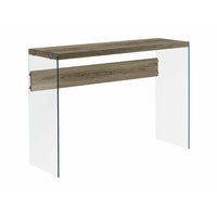 Monarch Specialties - 3055 Table D'Appoint 44 po L - Taupe Foncé/Verre Trempe-Le plateau spacieux de cette table console en verre offre une grande surface pour présenter des plantes, des livres ou d'autres objets décoratifs