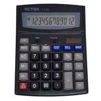 Victor - Calculatrice d’affichage de bureau à 12 chiffres - Noir-Très grand écran ACL inclinable à 12 chiffres