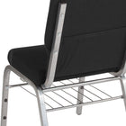 Flash Furniture – Chaise d’église Hercules 18,5 po larg, siège 4,25 po épais, compartiment pour livre, noir, structure argentée-Le siège en cascade favorise une bonne circulation sanguine