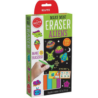 Klutz Make Mini Eraser Aliens-Comprend un livre de 32 pages, de l’argile pour gomme à effacer de 4 couleurs fluo différentes, un outil pour travailler l’argile, 30 mini-yeux et des présentoirs en papier.