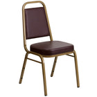 Flash Furniture – Chaise banquet empilable HERCULES à dossier trapèze, siège 2,5 po, doré, vinyle brun (FDBHF1AGBN)-Capacité de poids de 500 lb