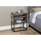 Monarch Specialties - 3507 Table D'Appoint - 22 po H/Taupe Fonce/Metal Noir-Deux tablettes ouvertes avec différentes hauteurs offrent des options de rangement flexibles