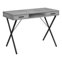 Monarch Specialties - 7792 Bureau 42 po - Gris/Metal Noir-Bureau d'ordinateur polyvalent, idéal pour tous les ordinateurs portables ou tablettes. Surface facile à nettoyer