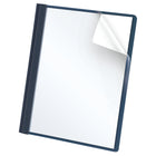 Couverture à rapports au devant transparent avec attache à 3 pinces Oxford – bleu foncé-3 attaches à 2 pinces pour retenir fermement des feuilles à 3 trous