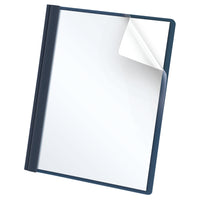 Couverture à rapports au devant transparent avec attache à 3 pinces Oxford – bleu foncé-3 attaches à 2 pinces pour retenir fermement des feuilles à 3 trous