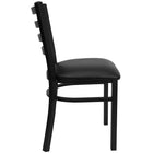 Flash Furniture – Chaise de restaurant en acier à traverses horizontales, noir, siège en vinyle noir (XUDG694BLADBLKV)-Conception à dossier échelle