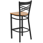 Flash Furniture - Tabouret de bar de la série HERCULES en métal noir et dossier en ''X'' -  Siège en bois naturel-Siège en contreplaqué épais de 0,625 po