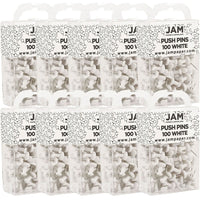 JAM Paper – Punaises, blanc, 10 paquets de 100, total de 1000 (222419055g)-Blanc