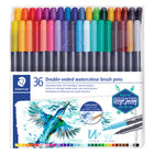 Staedtler - Stylos pinceaux aquarelle à double extrémité - paquet de 36 -Pointe biseautée 1.0-6mm

