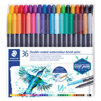 Staedtler - Stylos pinceaux aquarelle à double extrémité - paquet de 36 -Pointe biseautée 1.0-6mm
