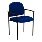 Flash Furniture – Chaise empilable en tissu avec structure en acier et accoudoirs, bleu marine-Style contemporain