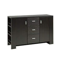 Brassex - Vaisselier 11424 3 tiroirs, 2 armoires avec tablettes, et 6 tablettes lat. sans porte, cerisier foncé-Élégant vaisselier doté de trois tiroirs de rangement, de deux armoires de rangement avec des tablettes et de six tablettes latérales sans porte