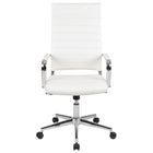 Flash Furniture Chaise De Bureau Pivotante Exécutive Nervurée Leathersoft-Blanc (BT20595H1WH)-Chaise de bureau moderne