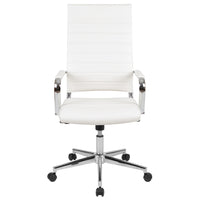 Flash Furniture Chaise De Bureau Pivotante Exécutive Nervurée Leathersoft-Blanc (BT20595H1WH)-Chaise de bureau moderne