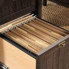 Sauder 65"W La Collection Costa Bureau Ministre - Finition Coffee Oak-  Système de gestion des cordons avec deux œillets passe-câbles sur le bureau pour un espace organisé